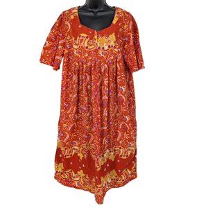 Only Necessities Mumu Midi Dress Women Size 18/20 Floral Boho Ethnic Lagenlook